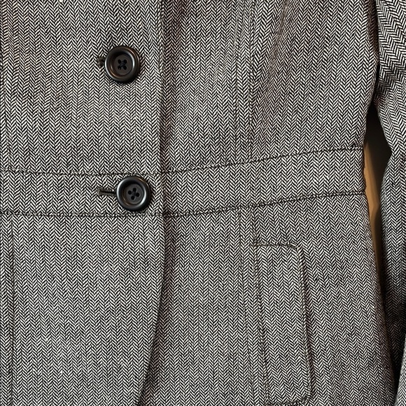 Y2k Fossil Gray Tailored Wool Blend Blazer with Notched Lapel - Size Small - Picture 5 of 14
